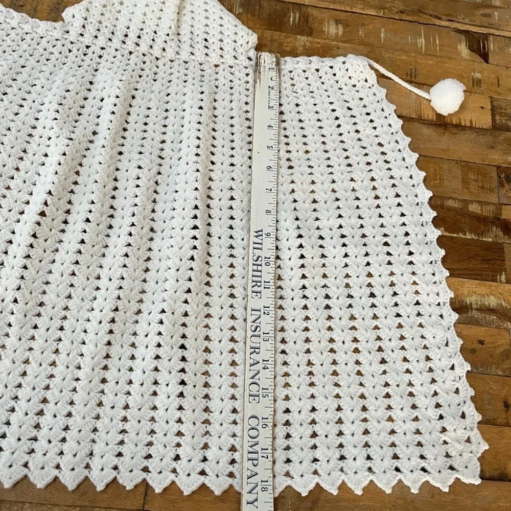 Handmade Crochet Hooded Shawl Cape Infant Toddler Unisex Adjustable Drawstring